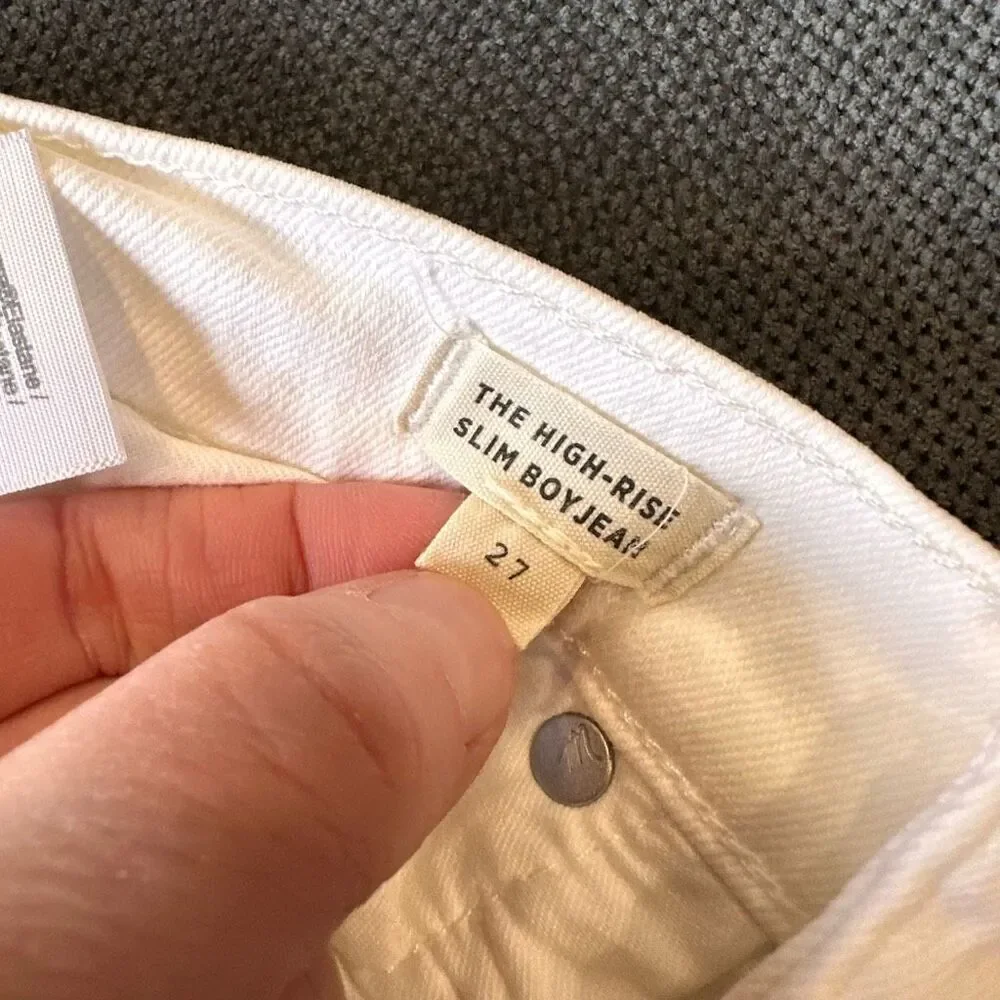 Madewell The High-Rise Slim Boyjean Boyfriend Jeans‎ in Tile White Size 27”